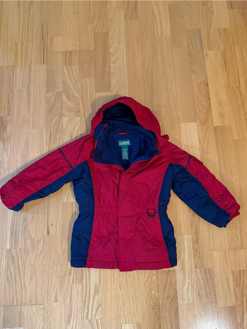 L.L. Bean Boy’s Thinsulate Parka Red/Navy Full Zip Size 4T Hidden Hood